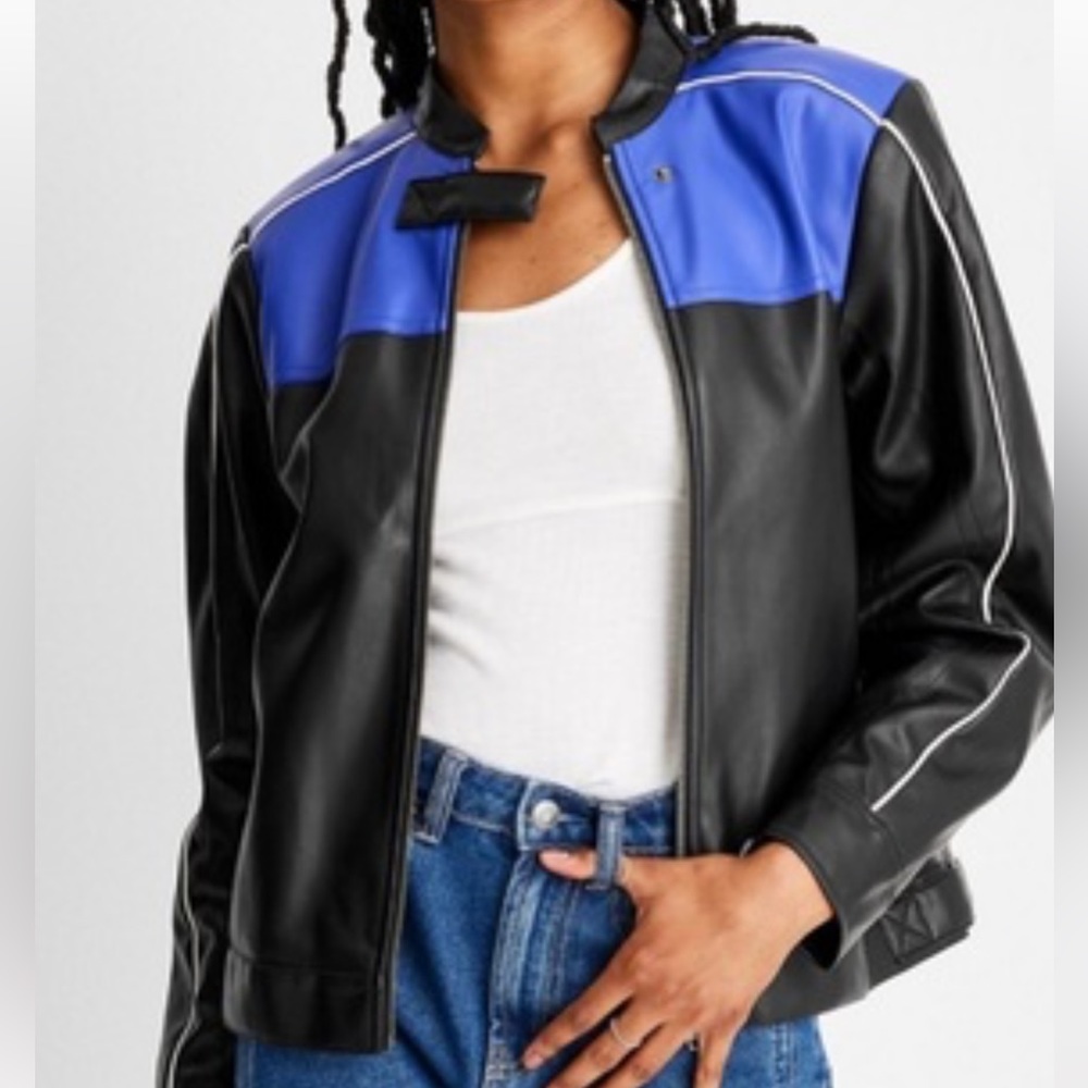 Faux leather moto jacket